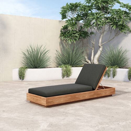 Laney Outdoor Teak Chaise, Charcoal 7 Laney Outdoor Teak Chaise, Charcoal