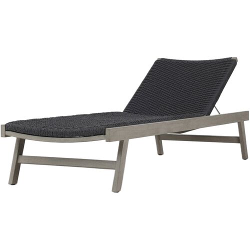 Asher Rope Outdoor Chaise, Weathered Gray