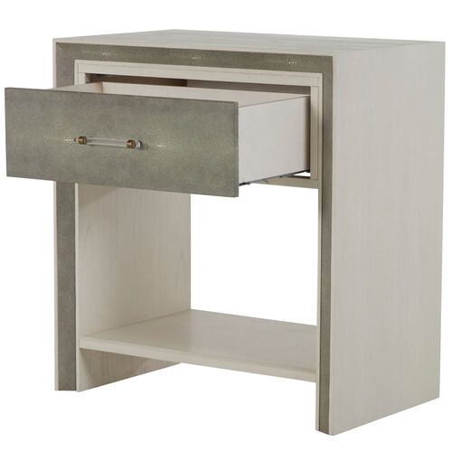 Alford Faux Shagreen Nightstand, White Cerused Oak 5 Alford Faux Shagreen Nightstand, White Cerused Oak