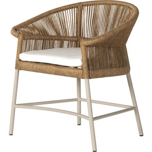 Alba Outdoor Dining Armchair, Sand Rope/White