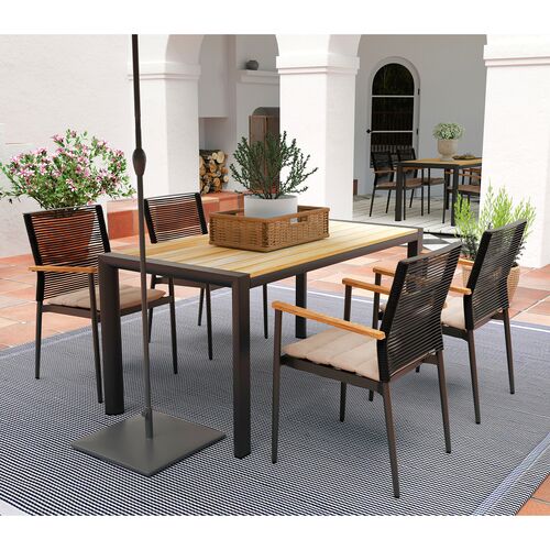 Fjellheim 63" Indoor/Outdoor Dining Table, Natural Teak 6 Fjellheim 63" Indoor/Outdoor Dining Table, Natural Teak