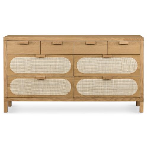 Willa 8-Drawer Cane Dresser, Honey Oak 2 Willa 8-Drawer Cane Dresser, Honey Oak
