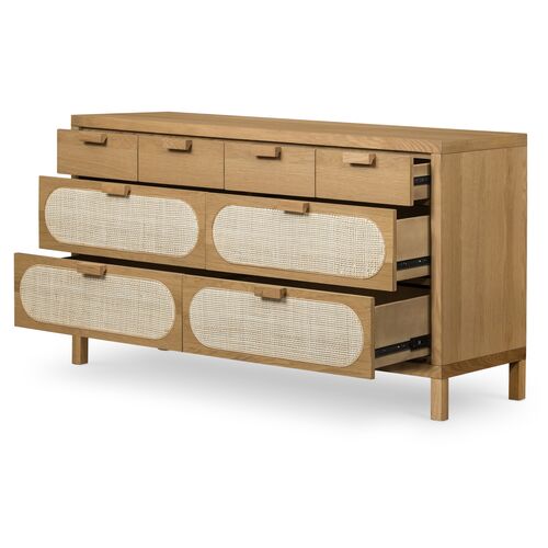 Willa 8-Drawer Cane Dresser, Honey Oak 3 Willa 8-Drawer Cane Dresser, Honey Oak