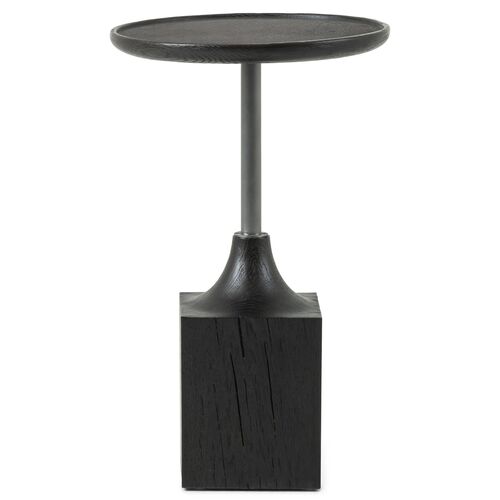 Elle Oak End Table, Ebony/Brushed Gunmetal 1 Elle Oak End Table, Ebony/Brushed Gunmetal