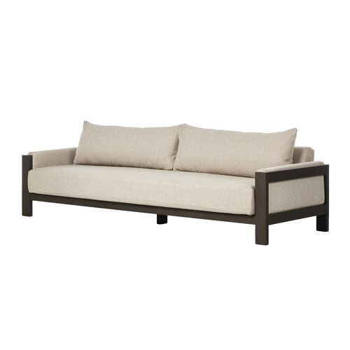 Tongass Outdoor Aluminum Sofa, Concha Fog 1 Tongass Outdoor Aluminum Sofa, Concha Fog