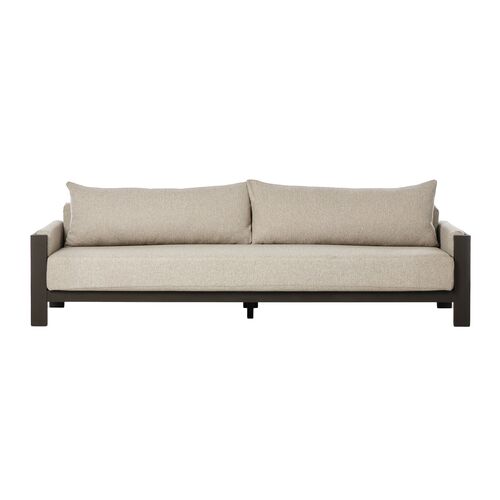 Tongass Outdoor Aluminum Sofa, Concha Fog 3 Tongass Outdoor Aluminum Sofa, Concha Fog