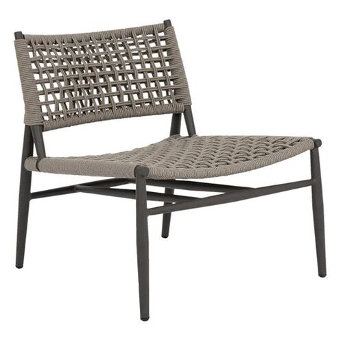 Arelith Outdoor Aluminum/Rope Cushionless Accent Chair, Graphite