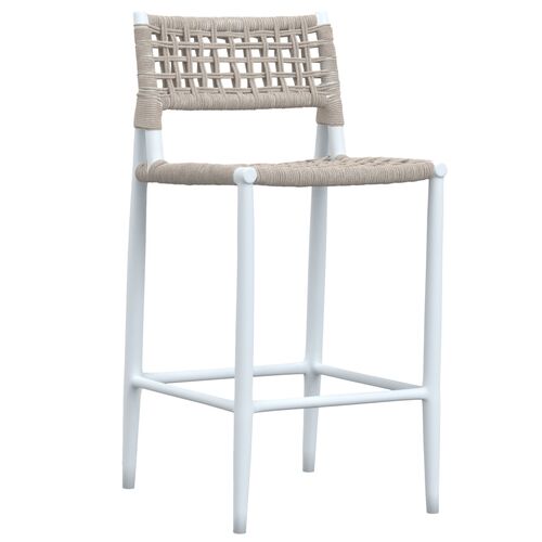 Taylin Outdoor Aluminum/Rope Barstool, Frost