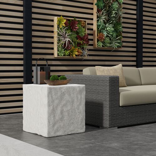 Caedric Indoor/Outdoor End Table, Stone 4 Caedric Indoor/Outdoor End Table, Stone