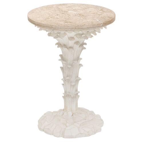 Palm Marble Drinks Table, Antique White 1 Palm Marble Drinks Table, Antique White