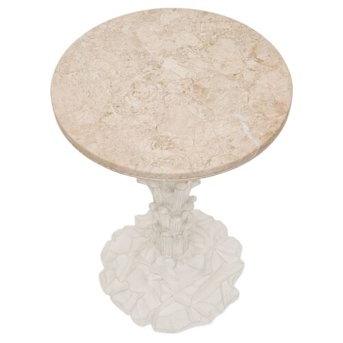Palm Marble Drinks Table, Antique White 3 Palm Marble Drinks Table, Antique White