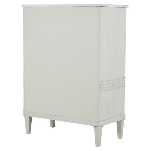 Archie Cerused Tall 4-Drawer Dresser, White/Agros White Stone 3 Archie Cerused Tall 4-Drawer Dresser, White/Agros White Stone