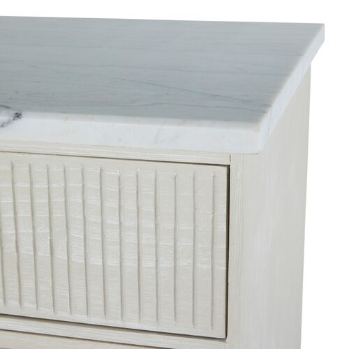 Archie Cerused Tall 4-Drawer Dresser, White/Agros White Stone 5 Archie Cerused Tall 4-Drawer Dresser, White/Agros White Stone