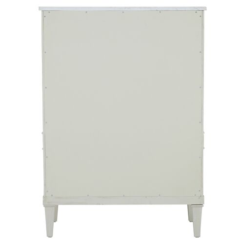 Archie Cerused Tall 4-Drawer Dresser, White/Agros White Stone 9 Archie Cerused Tall 4-Drawer Dresser, White/Agros White Stone