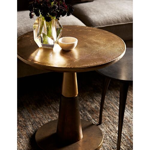 Rochester Round Aluminum Side Table, Gold 6 Rochester Round Aluminum Side Table, Gold
