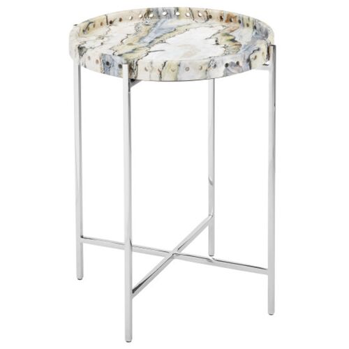 Freya Floral Jade Marble Accent Table, Multicolor 1 Freya Floral Jade Marble Accent Table, Multicolor