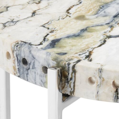 Freya Floral Jade Marble Accent Table, Multicolor 2 Freya Floral Jade Marble Accent Table, Multicolor