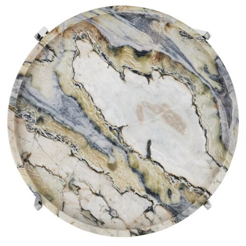 Freya Floral Jade Marble Accent Table, Multicolor 3 Freya Floral Jade Marble Accent Table, Multicolor