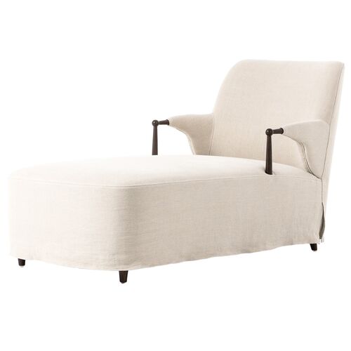 Brently Linen Slipcover Chaise, Dune