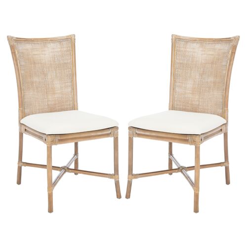 S/2 Aleksandra Rattan Accent Chairs, Gray 10 S/2 Aleksandra Rattan Accent Chairs, Gray