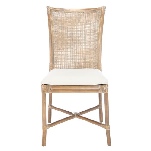 S/2 Aleksandra Rattan Accent Chairs, Gray 2 S/2 Aleksandra Rattan Accent Chairs, Gray