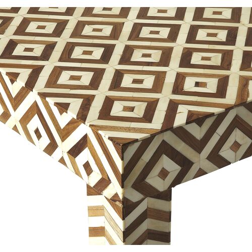 Paige Bone-Inlay/Teak Coffee Table, Natural 2 Paige Bone-Inlay/Teak Coffee Table, Natural