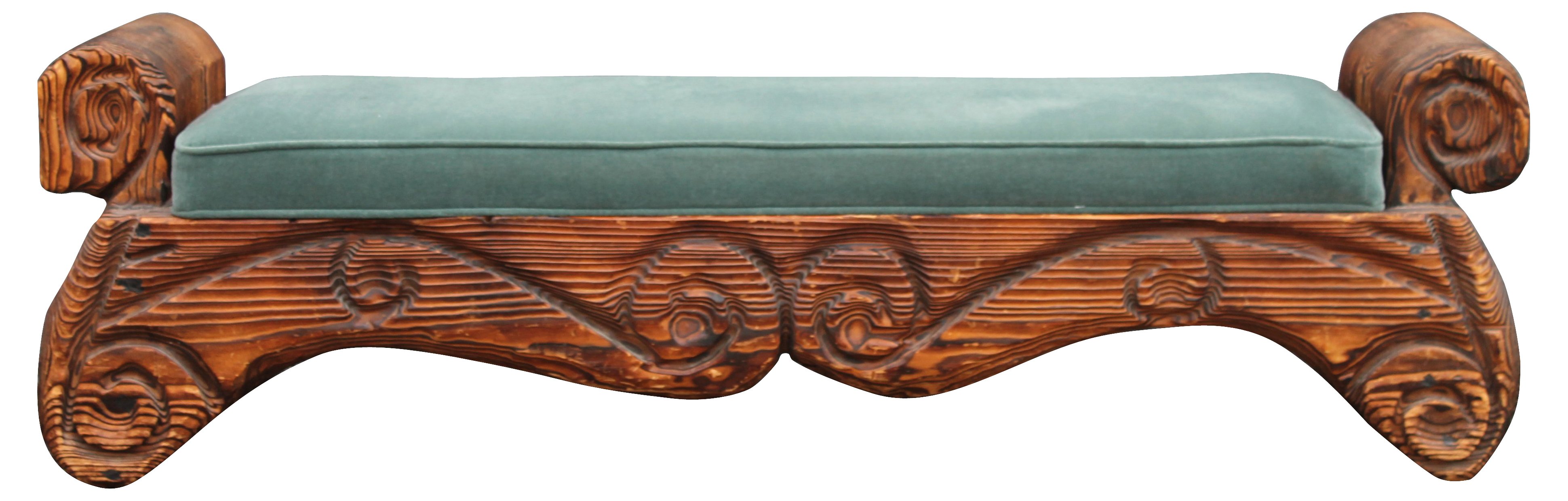 1940s Carved Wood Bench 1 1940s Carved Wood Bench