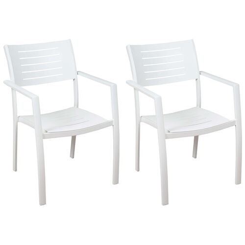 S/4 Noordam Outdoor Aluminum Armchairs, White