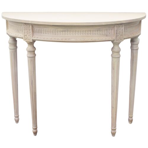 Camille Demilune Console Table, White Wash 1 Camille Demilune Console Table, White Wash