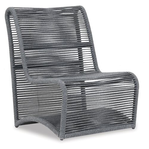 Amira Outdoor Rope Armless Club Chair, Dark Gray