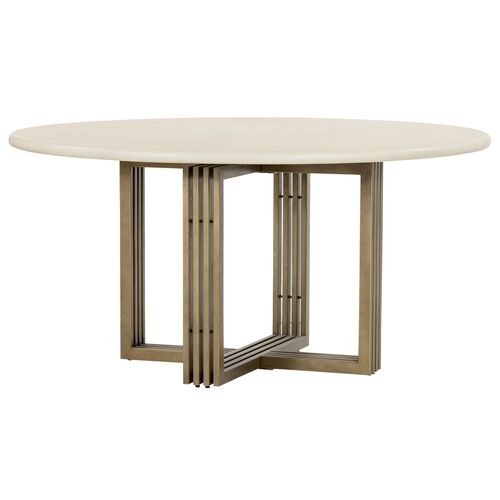 Liv Round 60" Round Dining Table, White Concrete/Gold 1 Liv Round 60" Round Dining Table, White Concrete/Gold