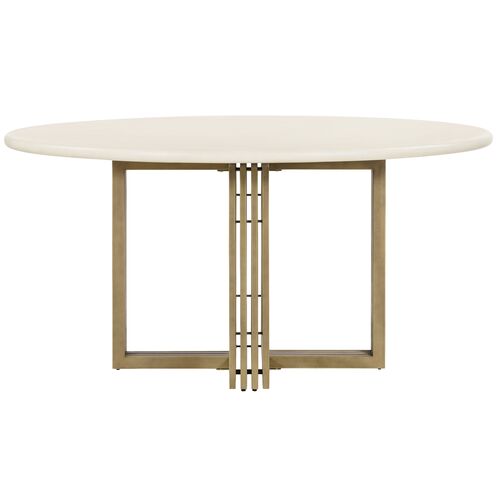 Liv Round 60" Round Dining Table, White Concrete/Gold 2 Liv Round 60" Round Dining Table, White Concrete/Gold