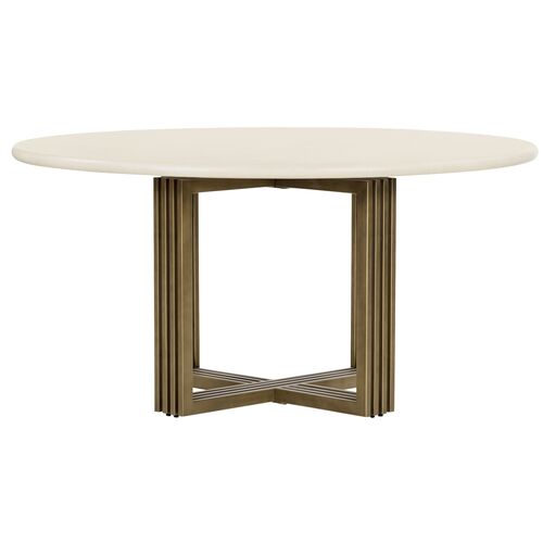 Liv Round 60" Round Dining Table, White Concrete/Gold 3 Liv Round 60" Round Dining Table, White Concrete/Gold