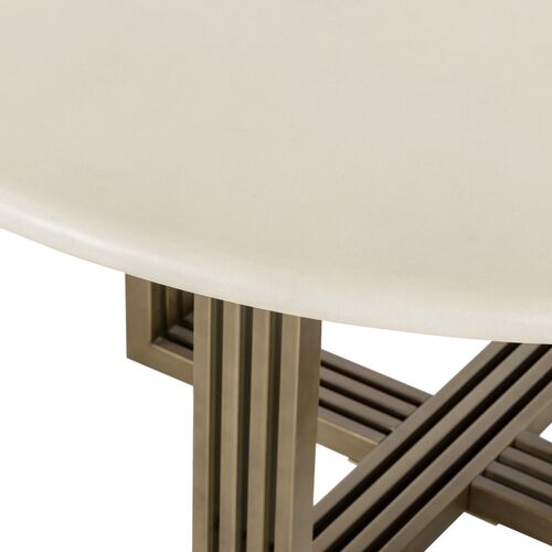 Liv Round 60" Round Dining Table, White Concrete/Gold 4 Liv Round 60" Round Dining Table, White Concrete/Gold