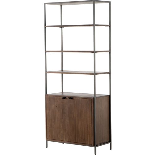 Justina 83" Tall Bookshelf, Iron/Auburn 1 Justina 83" Tall Bookshelf, Iron/Auburn