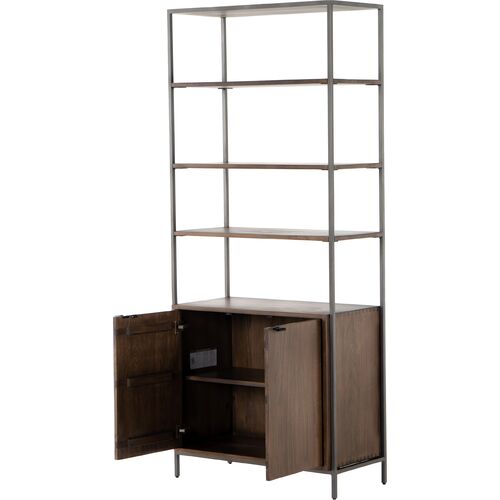Justina 83" Tall Bookshelf, Iron/Auburn 9 Justina 83" Tall Bookshelf, Iron/Auburn
