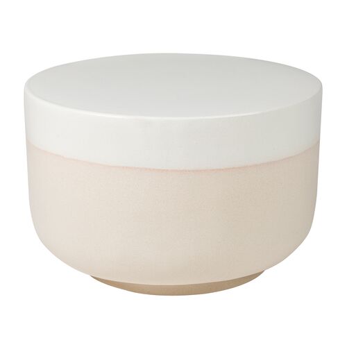 Nolan Outdoor Ceramic Side Table, White/Taupe 1 Nolan Outdoor Ceramic Side Table, White/Taupe