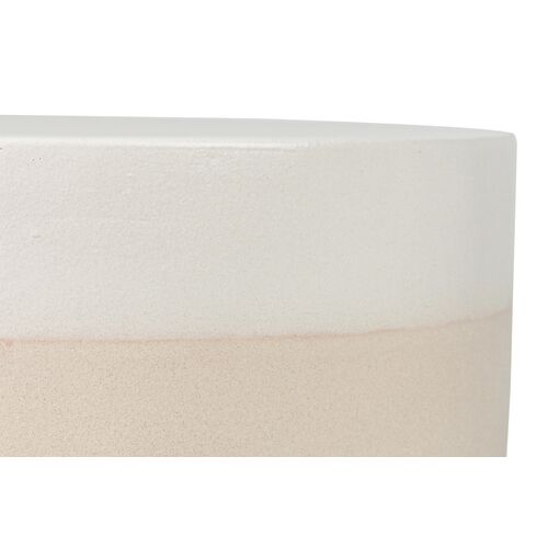 Nolan Outdoor Ceramic Side Table, White/Taupe 2 Nolan Outdoor Ceramic Side Table, White/Taupe