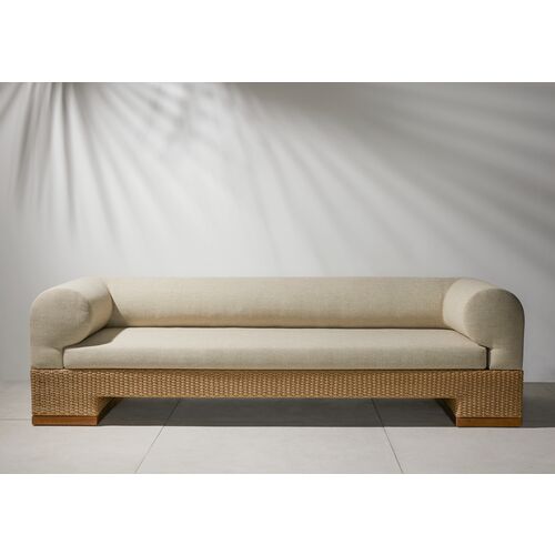 Milena 107" Outdoor Sofa, Natural Teak/Sand 2 Milena 107" Outdoor Sofa, Natural Teak/Sand