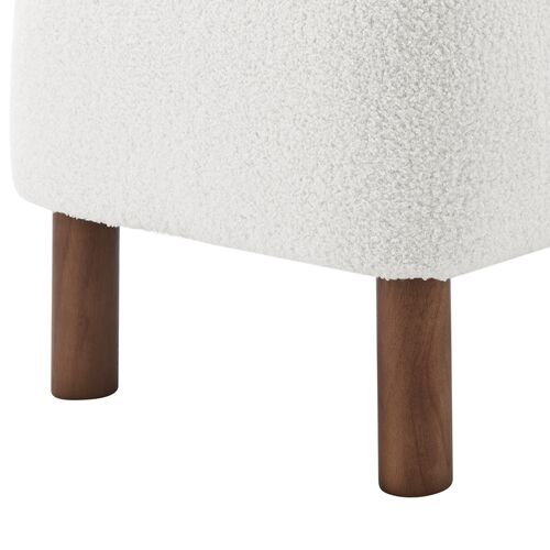 Valleta Ottoman, Plush White/Walnut 3 Valleta Ottoman, Plush White/Walnut