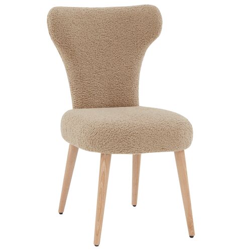 Isolde Faux Shearling Dining Chair, Light Brown/Walnut 1 Isolde Faux Shearling Dining Chair, Light Brown/Walnut