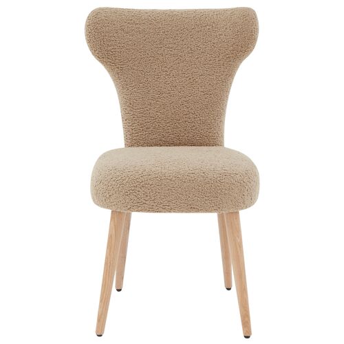 Isolde Faux Shearling Dining Chair, Light Brown/Walnut 2 Isolde Faux Shearling Dining Chair, Light Brown/Walnut