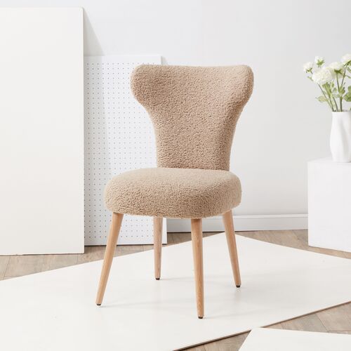 Isolde Faux Shearling Dining Chair, Light Brown/Walnut 3 Isolde Faux Shearling Dining Chair, Light Brown/Walnut
