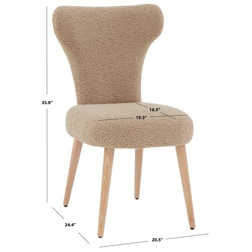 Isolde Faux Shearling Dining Chair, Light Brown/Walnut 6 Isolde Faux Shearling Dining Chair, Light Brown/Walnut