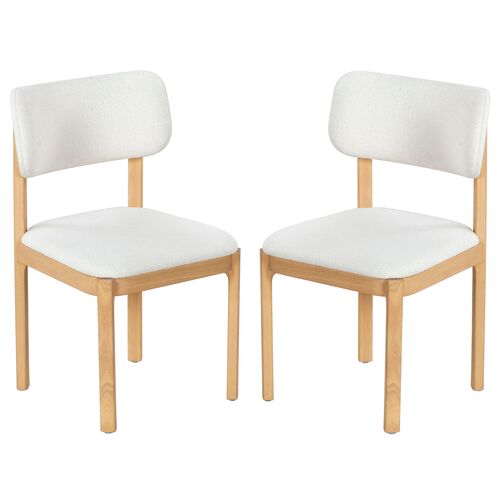 S/2 Sabine Boucle Dining Chairs, Ivory/Natural 1 S/2 Sabine Boucle Dining Chairs, Ivory/Natural