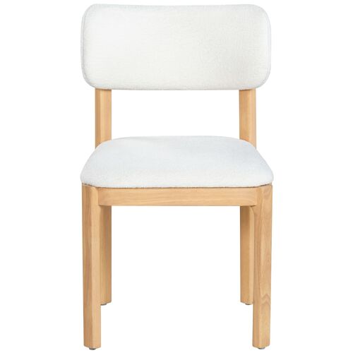 S/2 Sabine Boucle Dining Chairs, Ivory/Natural 5 S/2 Sabine Boucle Dining Chairs, Ivory/Natural