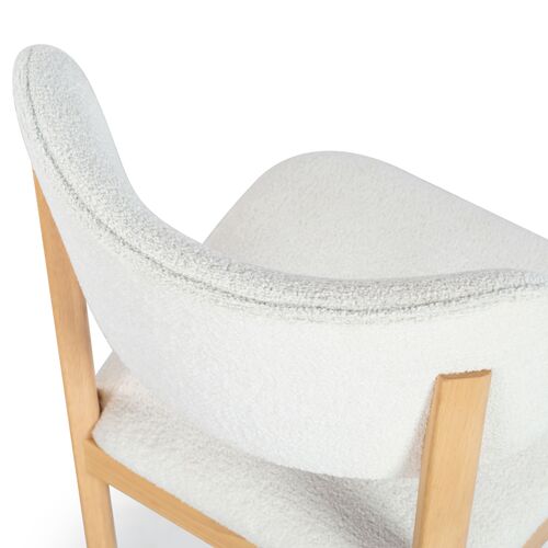 S/2 Sabine Boucle Dining Chairs, Ivory/Natural 9 S/2 Sabine Boucle Dining Chairs, Ivory/Natural