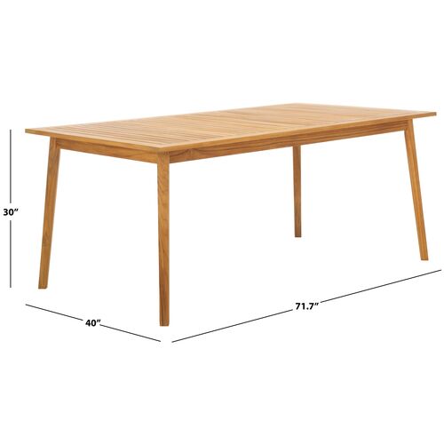 Quillon Outdoor Teak Dining Table, Natural 8 Quillon Outdoor Teak Dining Table, Natural