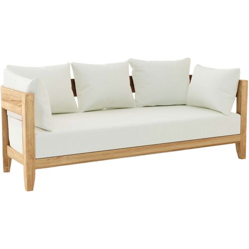 Solterra Outdoor Teak Deep Seating Sofa, Sunbrella 1 Solterra Outdoor Teak Deep Seating Sofa, Sunbrella