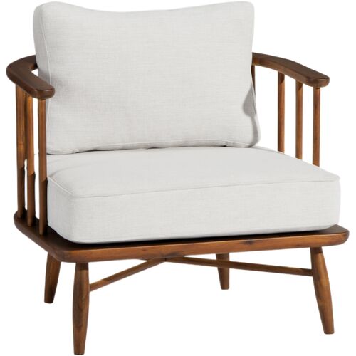 Zyra Performance Linen Spindle Armchair, Walnut/Dove